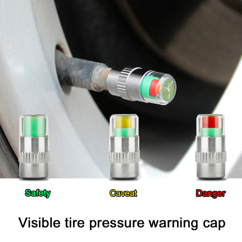 4 piezas de coche auto neumático monitor de presión de neumáticos gage alerta sensor indicador tapas de válvulas ► Foto 1/6