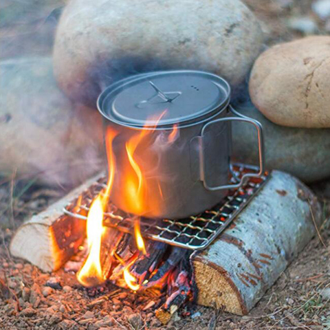 Parrilla portátil de acero inoxidable con bolsa para barbacoa, malla de alambre de acero inoxidable para acampada, barbacoa y pícnic al aire libre ► Foto 1/6