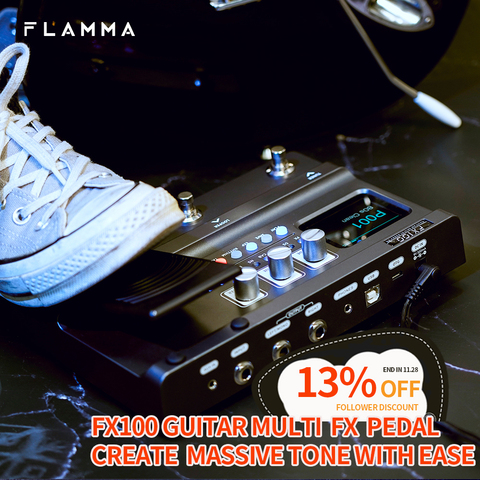 FLAMMA-procesador de Pedal FX100 para guitarra, con 151 efectos, 200 presets, 80s Looper 55 Amp, pedal de expresión de modelado ► Foto 1/6