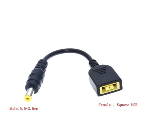 DC-enchufe USB cuadrado hembra a 5,5x2,5mm macho, conversor adaptador de corriente, Cable conector para Lenovo Thinkpad, adaptador de cargador ► Foto 1/6