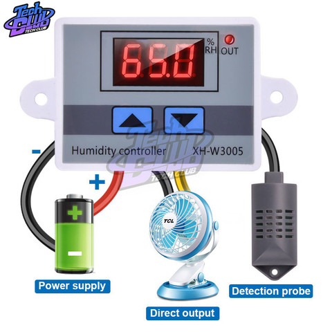 Controlador Digital de humedad, higrómetro con Sensor NTC, XH-W3005 RH de 0 a 99%, 220V, 12V, 24V, interruptor de Control de humedad ► Foto 1/6