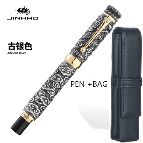 Jinhao-Bolígrafo De Bola metálico estilo Vintage y lujoso, dragón dorado, pluma grande, talla M 0,7, regalo de colección en relieve ► Foto 1/5