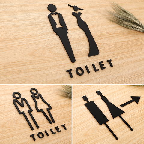 Letreros de inodoro 3d para hombre y mujer, letreros creativos con números acrílicos, placas de dirección para baño, placa de WC personalizada con personalidad creativa ► Foto 1/6