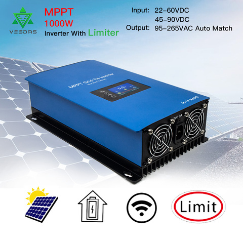 1000W rejilla inversor Solar Tie MPPT MIcro inversor de descarga de batería Modo de potencia con Sensor limitador interno 24 48 VDC 95-265vac ► Foto 1/6