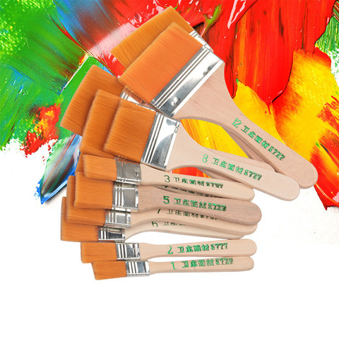 12 pelo de Nylon pintura pincel suave mango de madera amplia agua color pintura cepillos para dibujo arte de papelería suministros de limpieza ► Foto 1/6