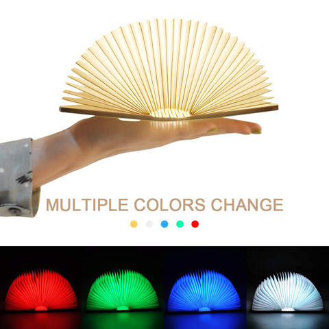 Luz LED de libro creativa 3D, lámpara de libro de madera RGB de 3 colores, luz nocturna portátil, recargable vía USB, lámpara de mesa de lectura, decoración de habitación ► Foto 1/6