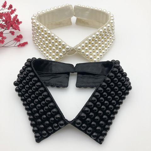 Collar con cuentas de imitación de perlas para mujer, colgante con cuentas de imitación de diamantes de imitación, capas de babero, solapa, joyería, Gargantilla desmontable, accesorios de tela ► Foto 1/6