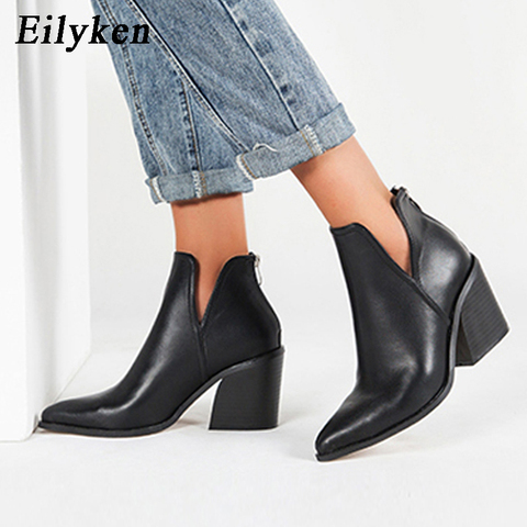 EilyKen, Otoño Invierno, botines casuales de vaquero del oeste para mujer, botines de vaquera de serpiente, cosacos cortos, Botas, zapatos de tacón alto ► Foto 1/6