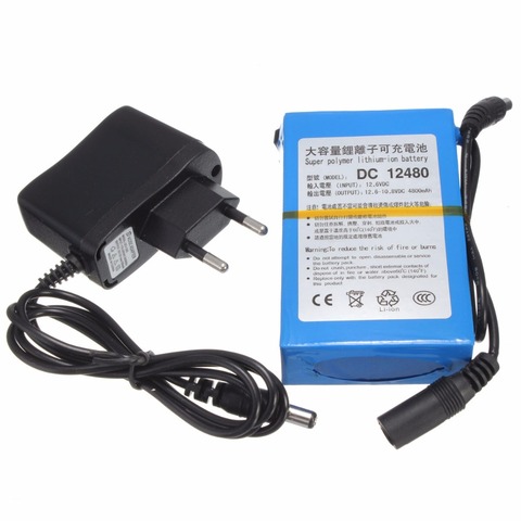 GTF-paquete de batería de litio de 12V y 4800mAh con cargador de corriente alterna, enchufe europeo/estadounidense para cámara CCTV, transmisor inalámbrico, batería recargable ► Foto 1/6