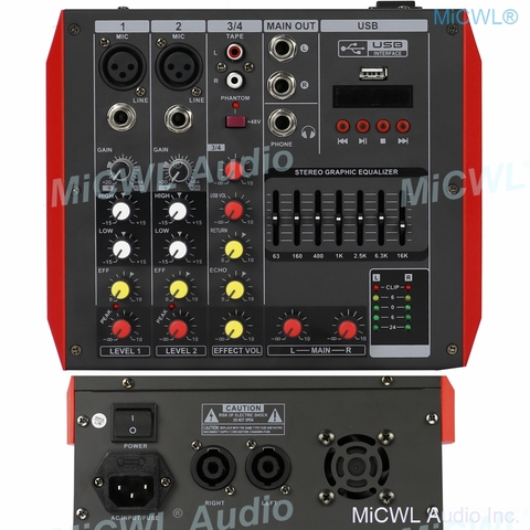 MG4 400W de potencia de 4 canales consola de mezcla 2x200W de potencia amplificador Karaoke de mezclador de directo 2 canal AMP Bluetooth 48V ► Foto 1/6