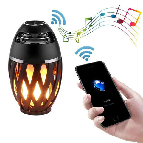 Altavoz Bluetooth con luces Led y USB, lámpara de ambiente de llama, portátil, para exteriores, altavoz estéreo, para acampar ► Foto 1/6