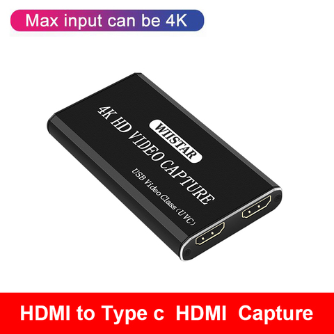 Tarjeta de captura de vídeo USB 1080P 4K HDMI a USB tipo c HDMI, juego, tarjeta de captura de vídeo retransmisión en directo con micrófono para XBOX PS4 ► Foto 1/6