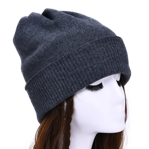 Gorro para invierno liso de punto para hombre y mujer, gorros de Cachemira suave y cálida con estampado de calavera ► Foto 1/6