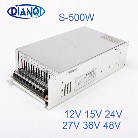 DIANQI 48V fuente de alimentación conmutada 500w 5V 12V 15V ac a dc conversor ac dc transformador para tira de LED 24V 27V 36V S-500 ajustable ► Foto 1/6