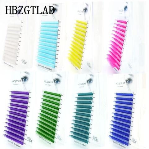 HBZGTLAD-extensiones de pestañas postizas de colores individuales, rizos C/D de 0,07/0,1mm, 8-13mm, mezcla de longitud, maquillaje ► Foto 1/6