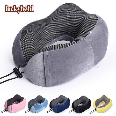 Almohadas de espuma de memoria en forma de U para el cuello, almohada de viaje para el Suave lento, para el cuidado de la salud Cervical, envío directo ► Foto 1/6