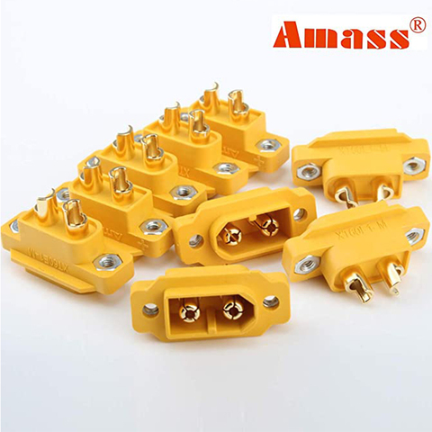 AMASS-conector macho XT60 montable de XT60E-M, 4,23g, para modelos de carreras, multicóptero, placa fija, pieza de repuesto DIY ► Foto 1/6