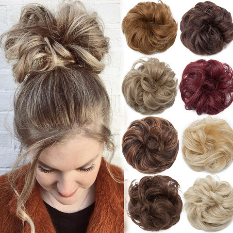 Snoilite mujeres scrunchies Pelo elástico moño postizos de moño sintético updo accesorios para el cabello extensiones de cola de caballo para mujeres ► Foto 1/6