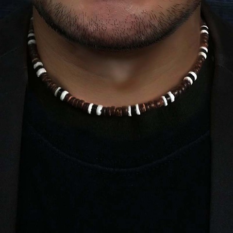 Collar con cuentas Estilo Vintage para hombre, Gargantilla con conchas de coco Natural, surfista, joyería Tribal, regalo para él, CO-01 ► Foto 1/6