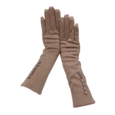 Guantes de ante para mujer, manoplas de ante largas, de ante, con brazo de 35CM, a la moda, con pantalla táctil gruesa, negro, gris, beige, azul oscuro, marrón claro gr ► Foto 1/6