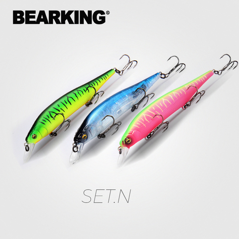 BEARKING-Señuelos de Pesca articulados, Crankbait duro Artificial, cebo para pescar, 3 uds. Por juego, 115mm, 15g ► Foto 1/6