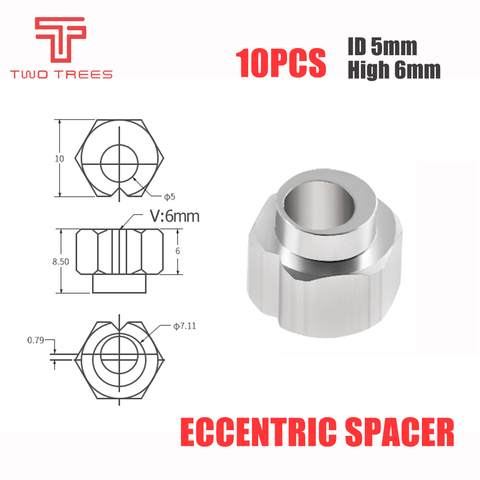 ESPACIADOR excéntrico de 6mm para impresora 3D, riel con ranura en V, ruedas en V para impresora Reprap OX/Shapeoko CNC, Impresión de piezas DIY, 10 Uds. ► Foto 1/5