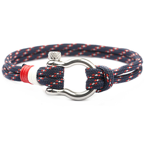 Pulsera de Paracord con abalorio de moda para hombres y mujeres, pulsera de supervivencia con hebillas de acero inoxidable, cuerda trenzada de Estilo marinero, SL004 ► Foto 1/6