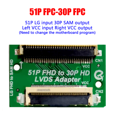 51 Pin FHD 30 Pin HD adaptador LVDS placa FFC FPC LVDS conector Convertidor para LG SAM transferencia VCC izquierda y derecha de reemplazo ► Foto 1/6