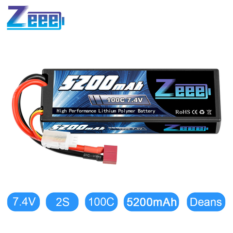 Zeee-batería Lipo 2S, 7,4 V, 100C, 5200mAh, con conector Deans T, batería Lipo RC para coche, camión, Buggy, Losi Slash ► Foto 1/6