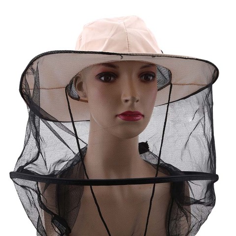 Sombrero de pesca de camuflaje, protector de malla para la cabeza de abejas, insectos, mosquitera de prevención, parasol para exteriores, protector de cabeza de cuello único ► Foto 1/6