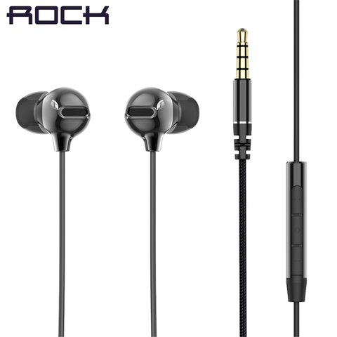 ROCK-auriculares intrauditivos estéreo Obsidian para iPhone, ipad y Samsung, de lujo, con micrófono y cable, 3,5mm ► Foto 1/6
