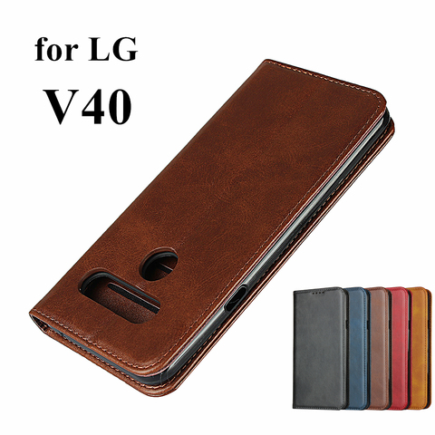 Funda de cuero para LG V40 ThinQ V405, funda con tapa para tarjetas, magnética, de atracción ► Foto 1/6