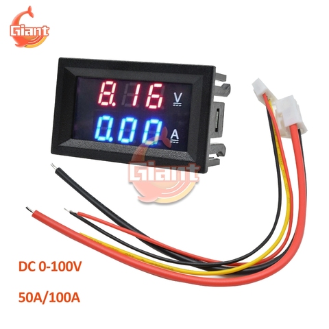 DC 100V 50A 100A LED Digital voltímetro amperímetro DC medidor de corriente de voltaje amperios de DC Panel de Medidor de amperios de Monitor de corriente ► Foto 1/6