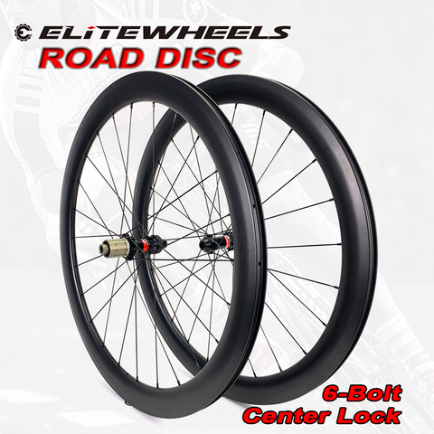 ELITEWHEELS 700c camino disco de bicicleta de carbono ruedas Novatec D411 6-perno o centro de bloqueo de montaje Tubular sin bicicleta de carretera ruedas ► Foto 1/6