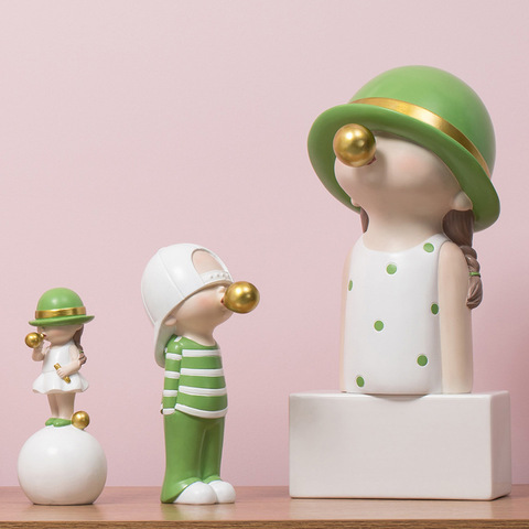 ARTLOVIN-figuras de personajes de estilo nórdico para niños, estatua de goma de mascar soplada para decoración de sala de estar, decoración moderna del hogar ► Foto 1/6