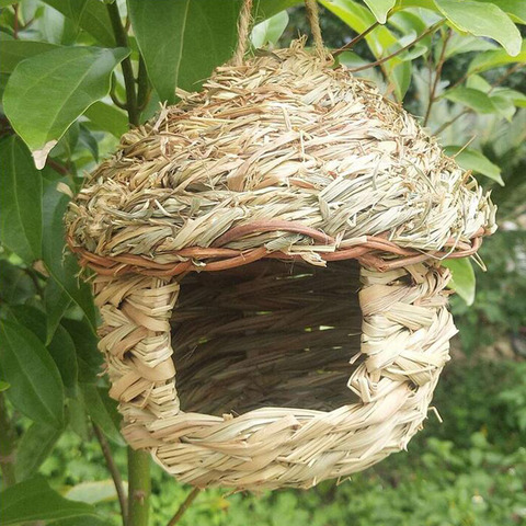 Hecho a mano, Pajita, Nido de Pájaro, loro, incubación, cría, hierba, cueva, suministro de jardín ► Foto 1/5