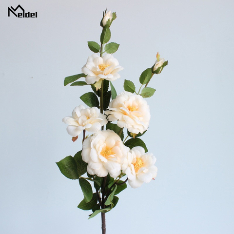 Meldel-ramo de flores artificiales para dama de honor, boda, arreglo de rosas de seda, decoración del hogar ► Foto 1/1