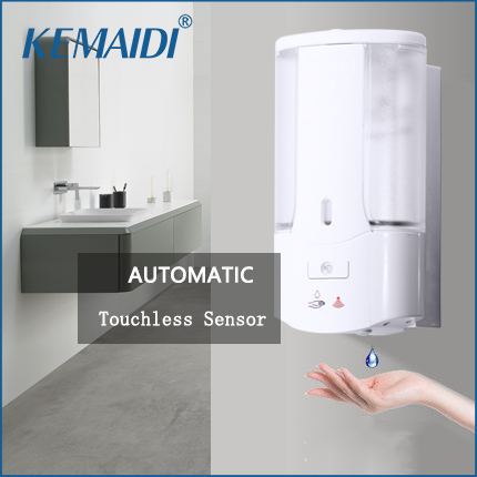 KEMAIDI dispensador automático de jabón Sensor sin contacto desinfectante de manos champú dispensador de detergente montado en la pared para baño cocina ► Foto 1/6