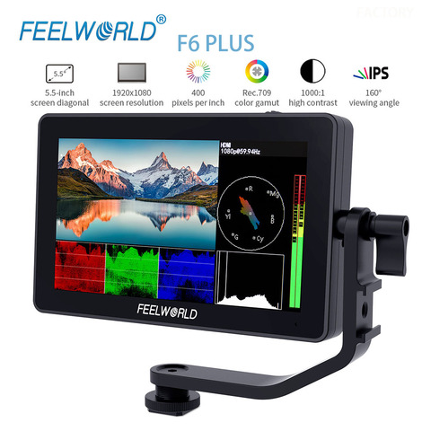 FEELWORLD-Monitor de campo F6 PLUS 4K HDMI, pantalla táctil de 5,5 pulgadas DSLR 3D LUT, IPS, FHD, 1920x1080, asistencia de enfoque de vídeo ► Foto 1/6