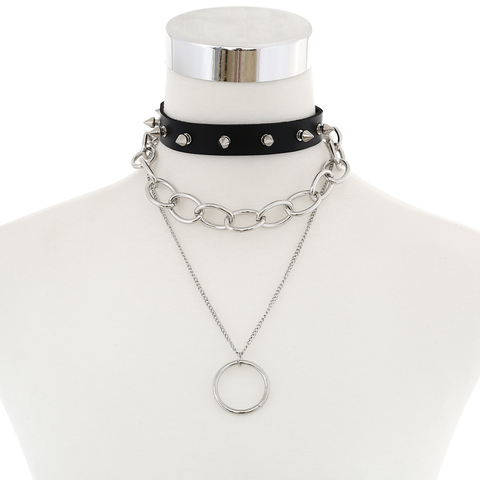 Conjunto de collar y gargantilla estilo gótico para mujer, Gargantilla, Gargantilla, punk, rock, gótico, emo, accesorio, joyería grunge ► Foto 1/4