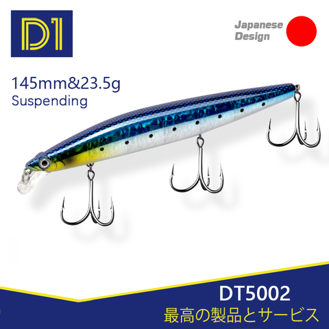 D1 XM-140N señuelo de pesca MINNOW negro SUSENDING señuelo 145MM 23,5G Sistema de gravedad especial de movimiento oscilante DT5002 ► Foto 1/6