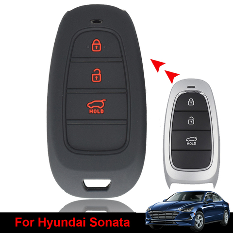 Funda carcasa de silicona para mando a distancia de coche Hyundai Sonata 2022, funda carcasa de repuesto, 3 botones ► Foto 1/6