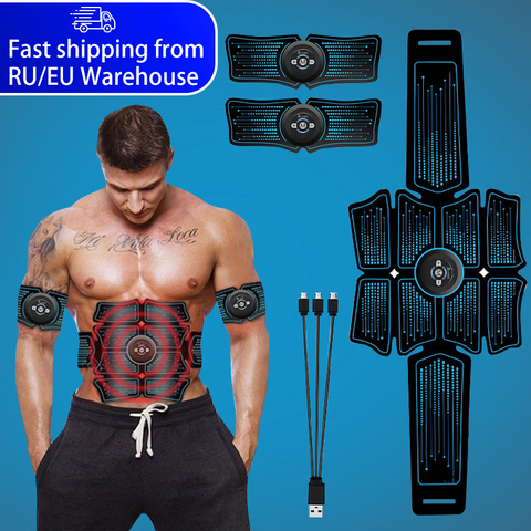 Ems estimulador muscular abdominal entrenador USB conectar ABS fitness equipo entrenamiento músculos electroestimulador masaje tóner abdominal abs abdominal muscle trainer abdominales ejercicio gimnasia pasiva gimnasio ► Foto 1/6