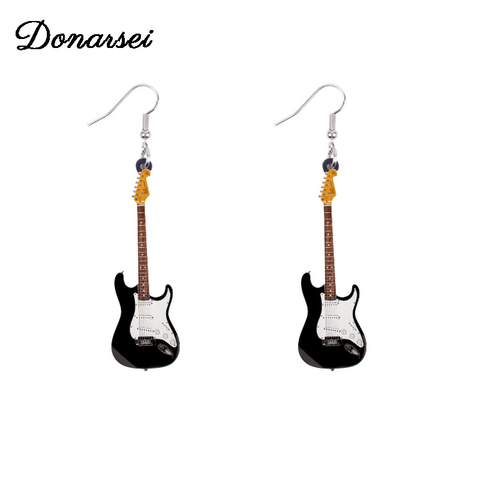 Donarsei-pendientes colgantes de guitarra eléctrica Vintage para mujer, aretes acrílicos, Festival de Música, instrumento Musical, fiesta ► Foto 1/1