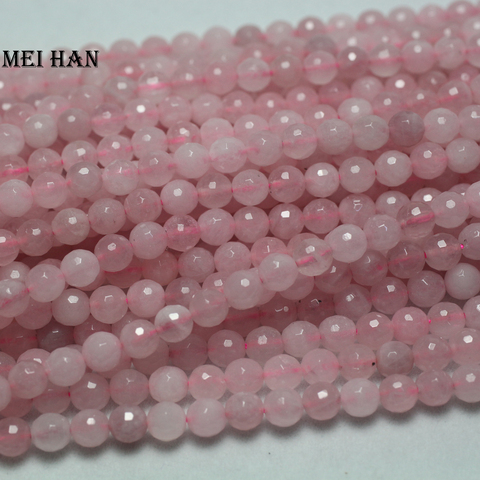 Meihan-Cuentas redondas de cuarzo, facetadas, redondas y sueltas, 6mm, color rosa brillante natural, DIY, 3 hebras/juego, venta al por mayor ► Foto 1/1