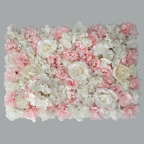 Flores artificiales para decoración de boda paneles de pared de flores de seda rosa, decoración romántica de fondo para boda, 60x40cm ► Foto 1/6