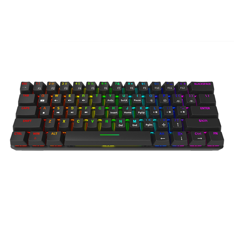 Keyhome-Teclado mecánico KH61 60%, interruptor rgb intercambiable, led tipo c, tapa de tecla de doble disparo, macro programa, azul, rojo, marrón y negro ► Foto 1/5