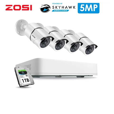 ZOSI-sistema de cámaras de seguridad 8CH H.265 + HD, 5,0mp, 4x5MP, HD, para exteriores/interiores, Kit de videovigilancia para el hogar ► Foto 1/6