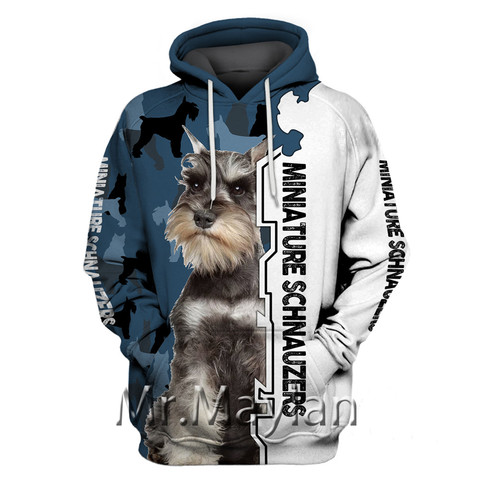 Schnauzer Miniatura 3D impresión completa chaqueta de los hombres/prendas de calle mujer Casual sudaderas niños sudaderas con capucha de Hip Hop para hombre Hipster ropa ► Foto 1/1