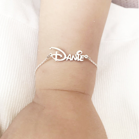 Pulsera personalizada de acero inoxidable para niños, brazalete con nombre, hecho a mano ► Foto 1/6